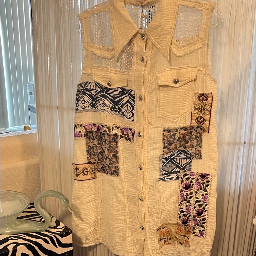 Pol Ivory And Multicolor Patchwork Mini Dress - image 1